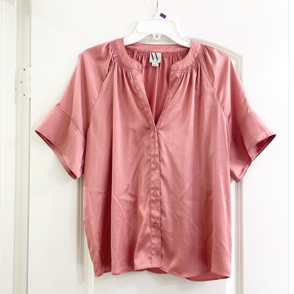 Worthington mauve v-neck button down top